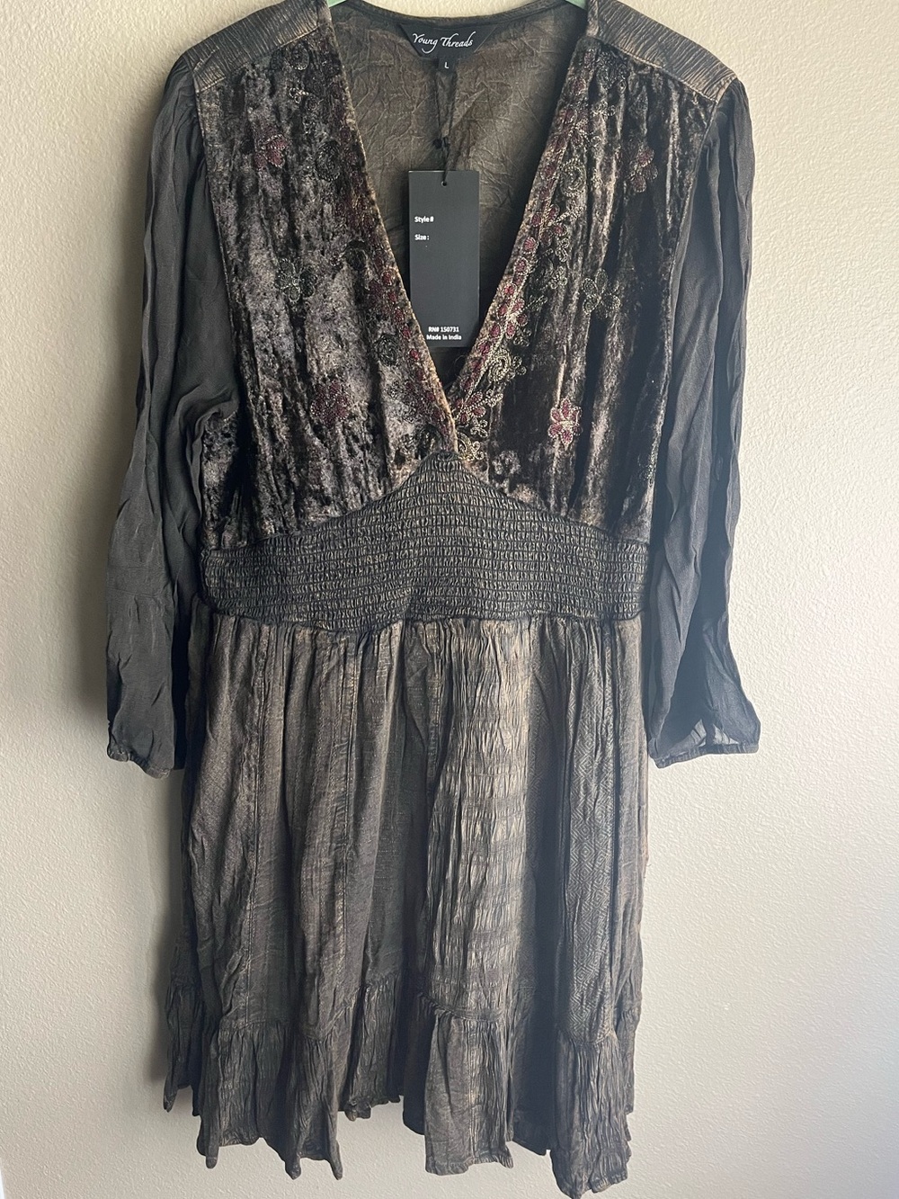 Young Fabulous & Broke Black Velvet V-Neck Dress